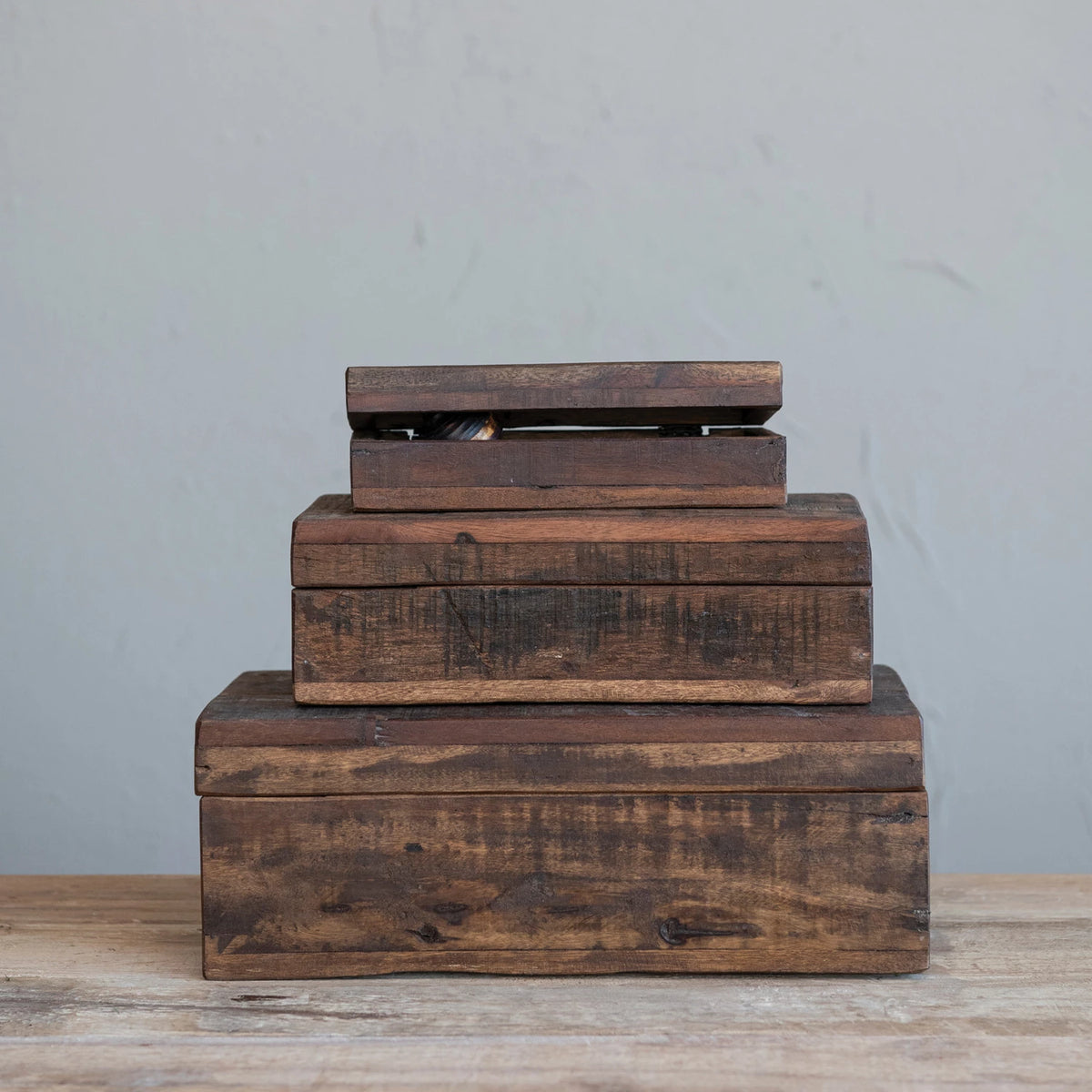 Reclaimed Wood Boxes, Set of 3