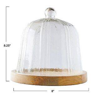 Glass Cloche w/ Mango Wood Base