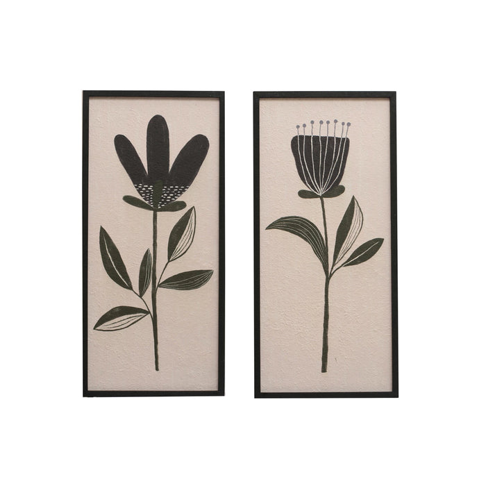 Wood Framed Textured Wall Décor w/ Flower