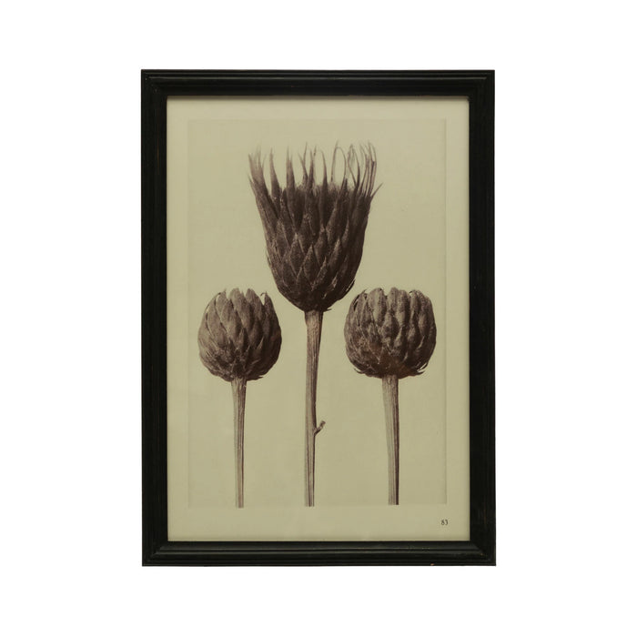 Wood Framed Glass Wall Décor w/ Artichokes