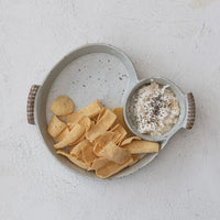 Stoneware Dish w/ 2 Sections