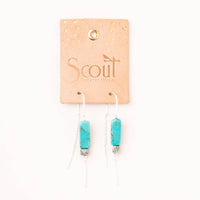 Rectangle Stone Earring - Amazonite/Amber/Gold