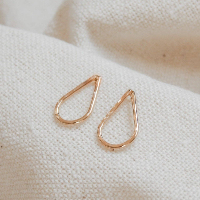 Hammered Teardrop Stud Earrings - Hypoallergenic, Minimalist