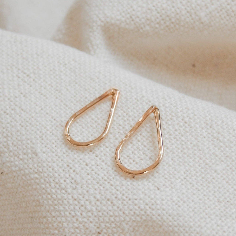 Hammered Teardrop Stud Earrings - Hypoallergenic, Minimalist