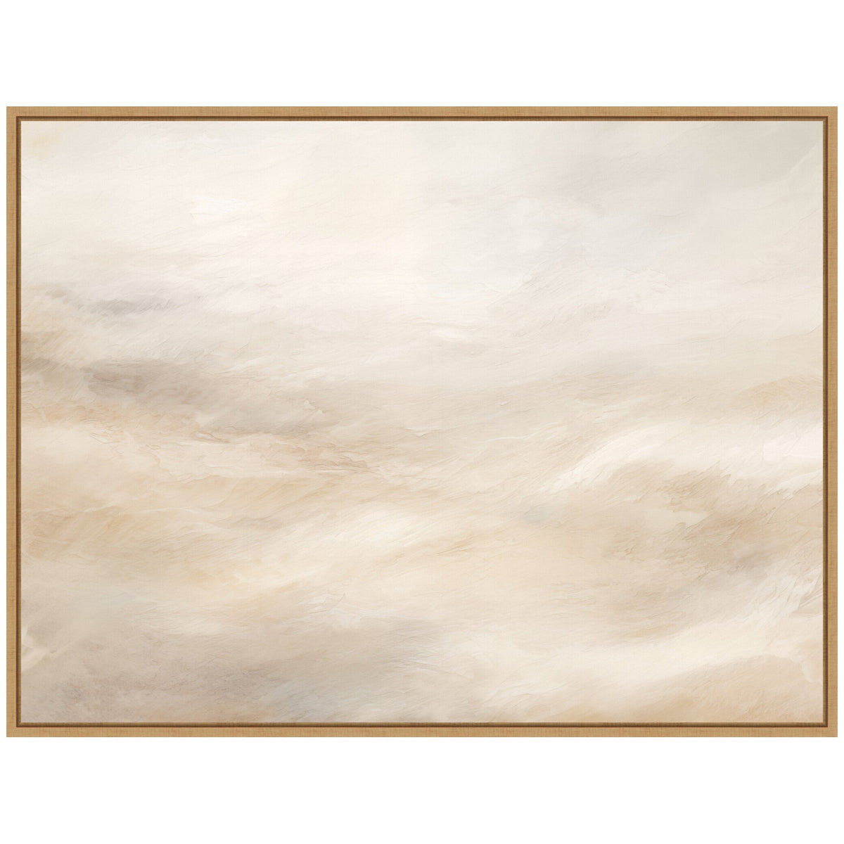 Sylvie Tonal Abstract Textural White and Beige Light Natural Neutrals Horizontal Framed Canvas by The Creative Bunch Studio