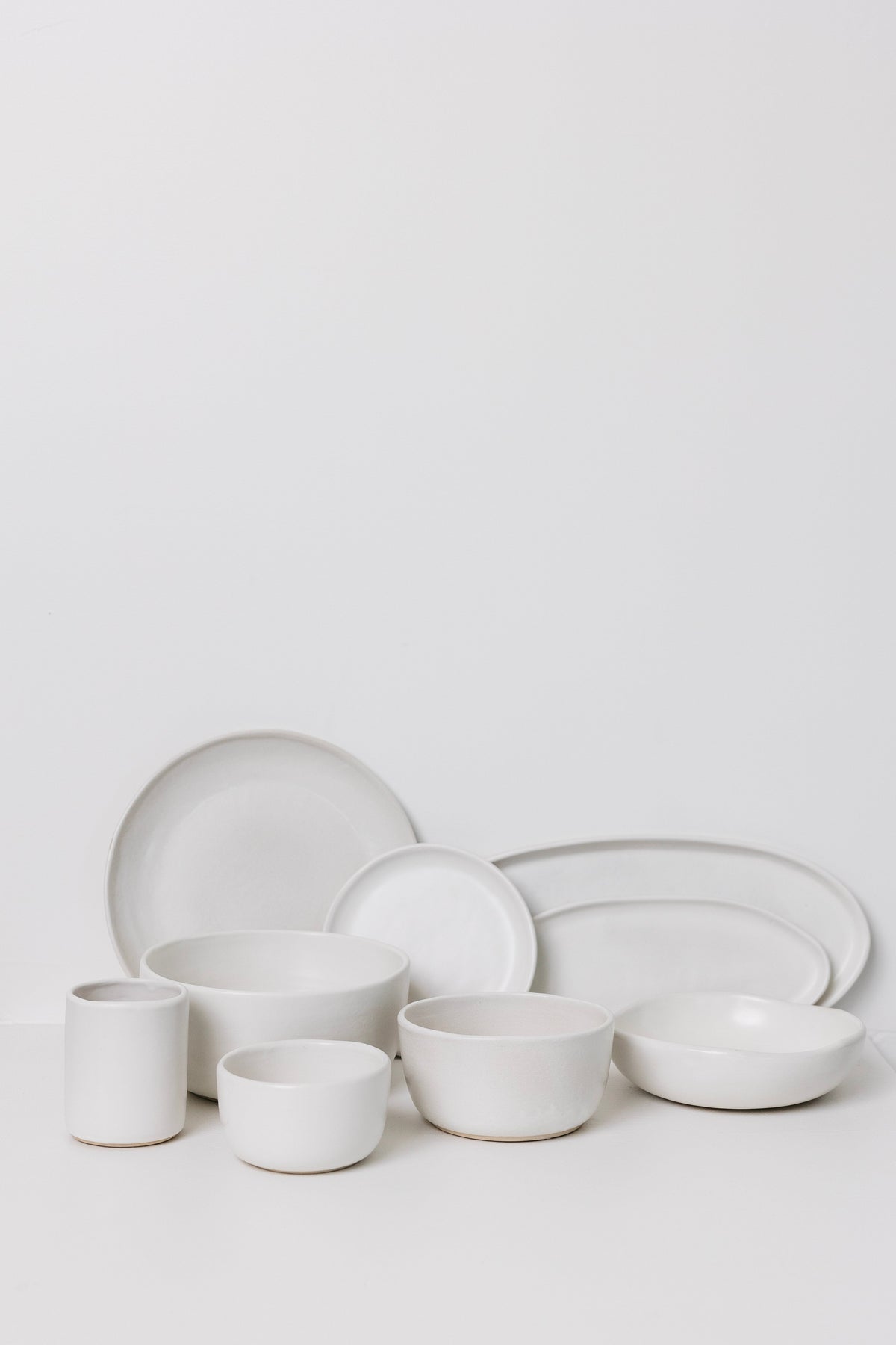 Ines Oval Lipped Serving Plate - Matte White - Set of 2