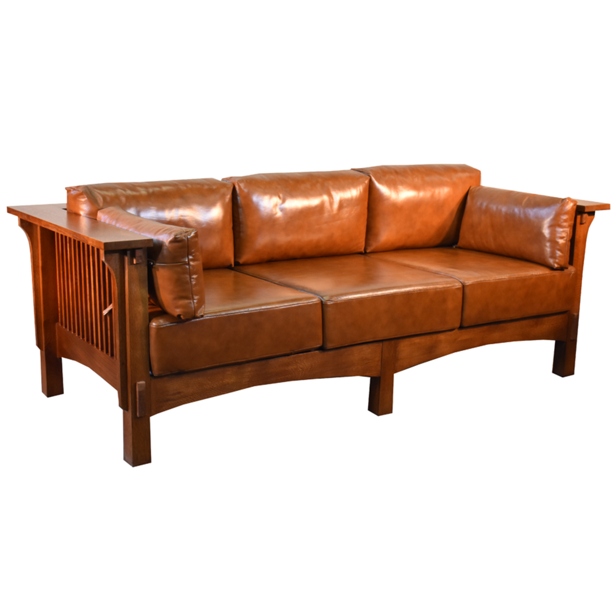 Mission Crofter Sofa - Solid Quarter Sawn Oak and Leather Cushions