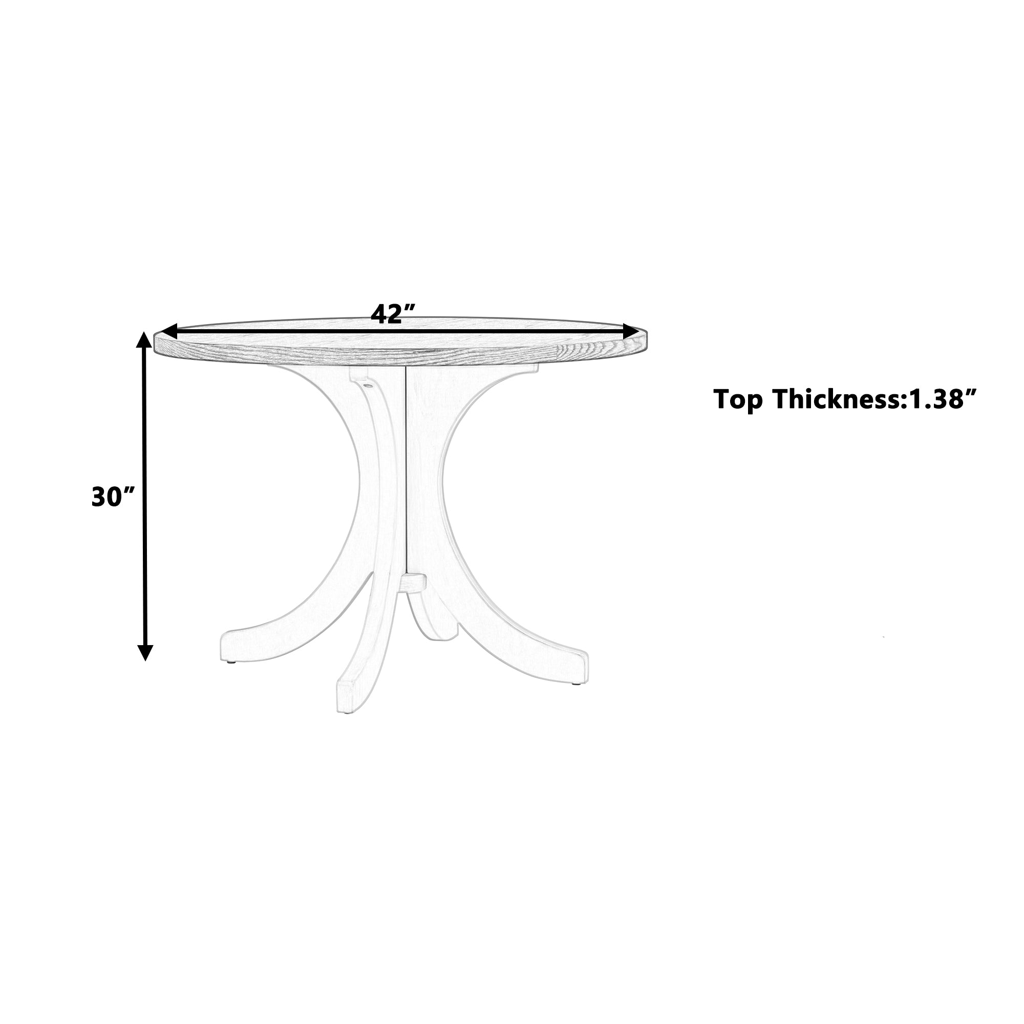 TOPMAX Mid-Century Solid Wood Round Dining Table for Small Places