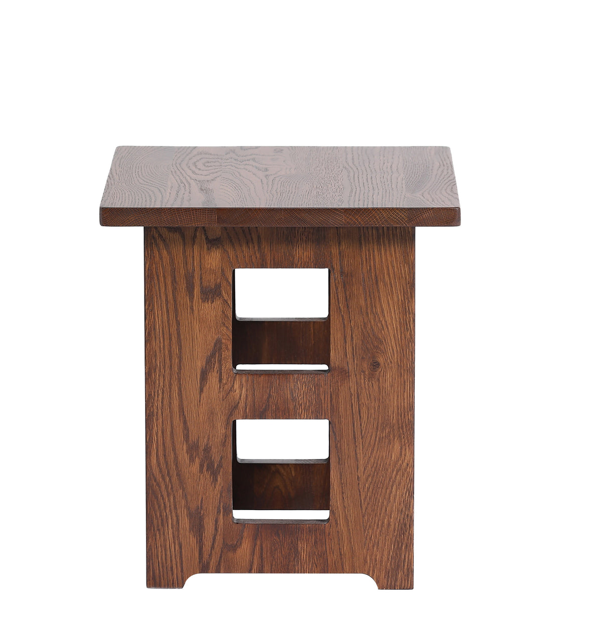 Mission Solid Oak Square End Table with Cut Outs - Walnut (W1)