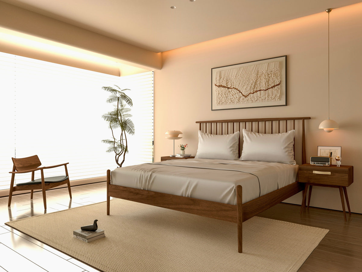 Isabella Mid Century Bedroom Set - Solid Black Walnut