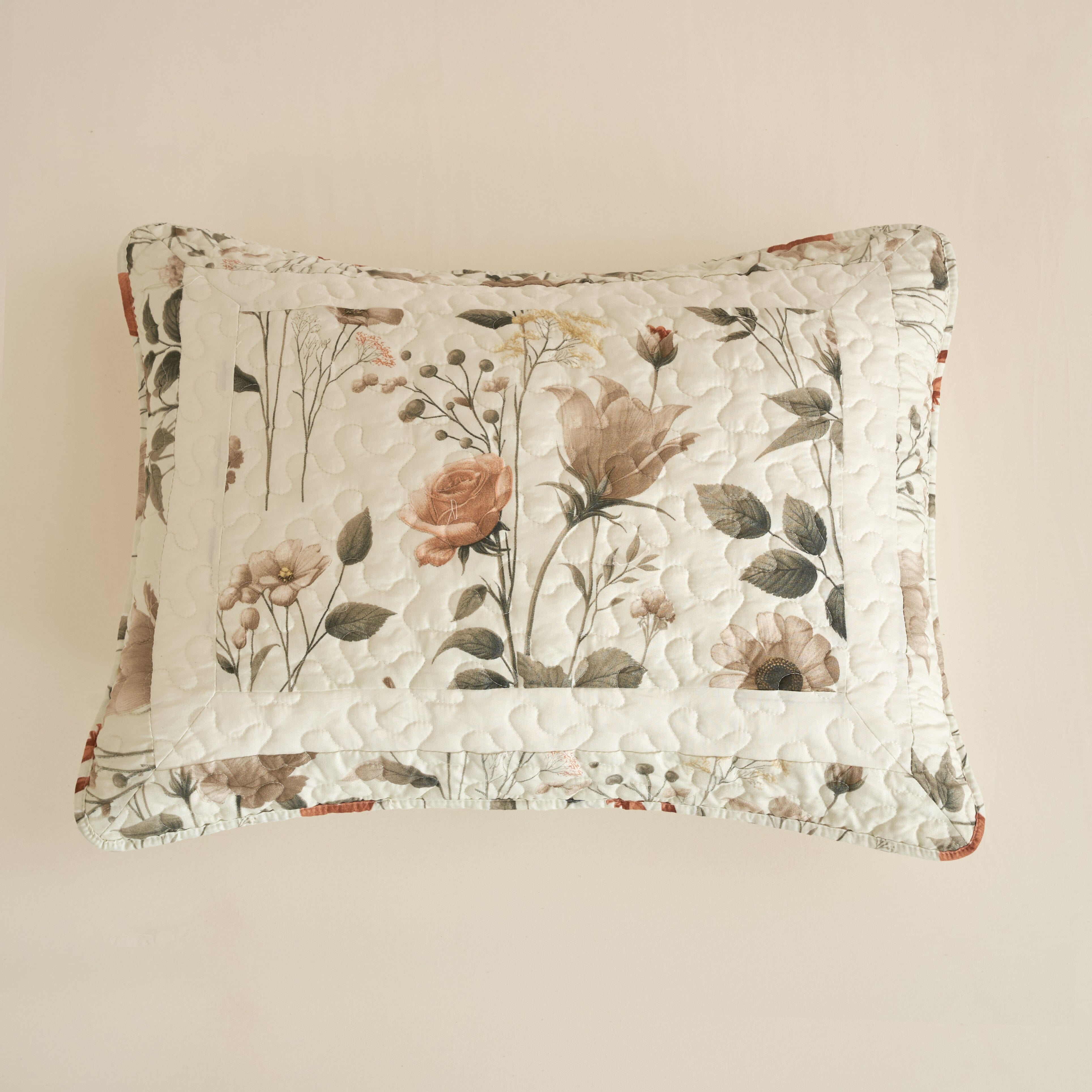 DaDalogy Enchanted Meadow Floral Quilt Set - Beige Rose Green