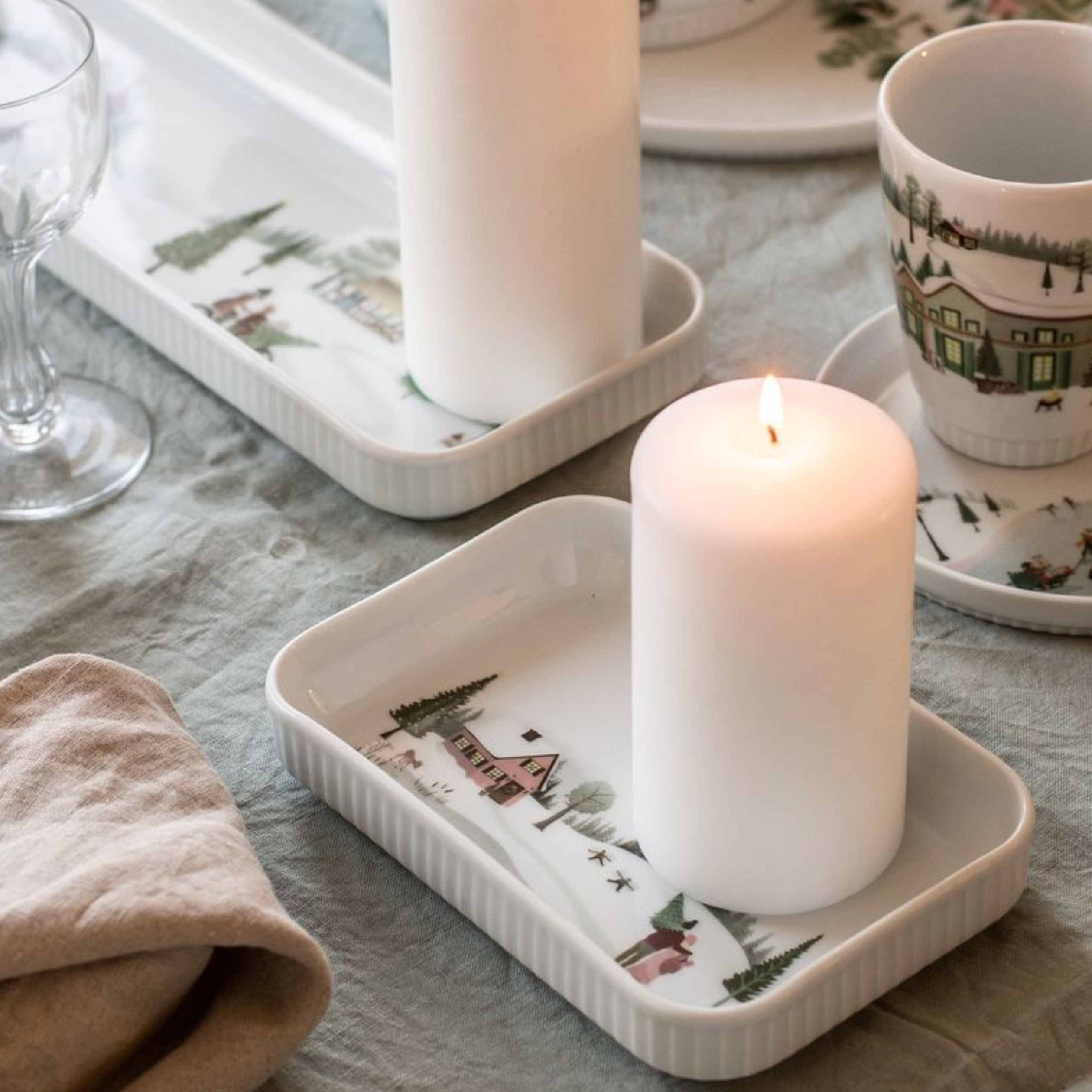 Winter Decor Plisse Tapas 7 x 4.5", Set of 4