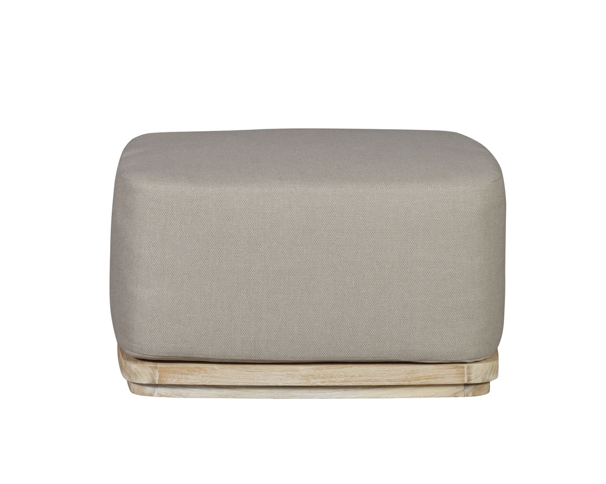 Eclipse Outdoor Solid Teak Wood Ottoman Natural Look - Gray Fabric