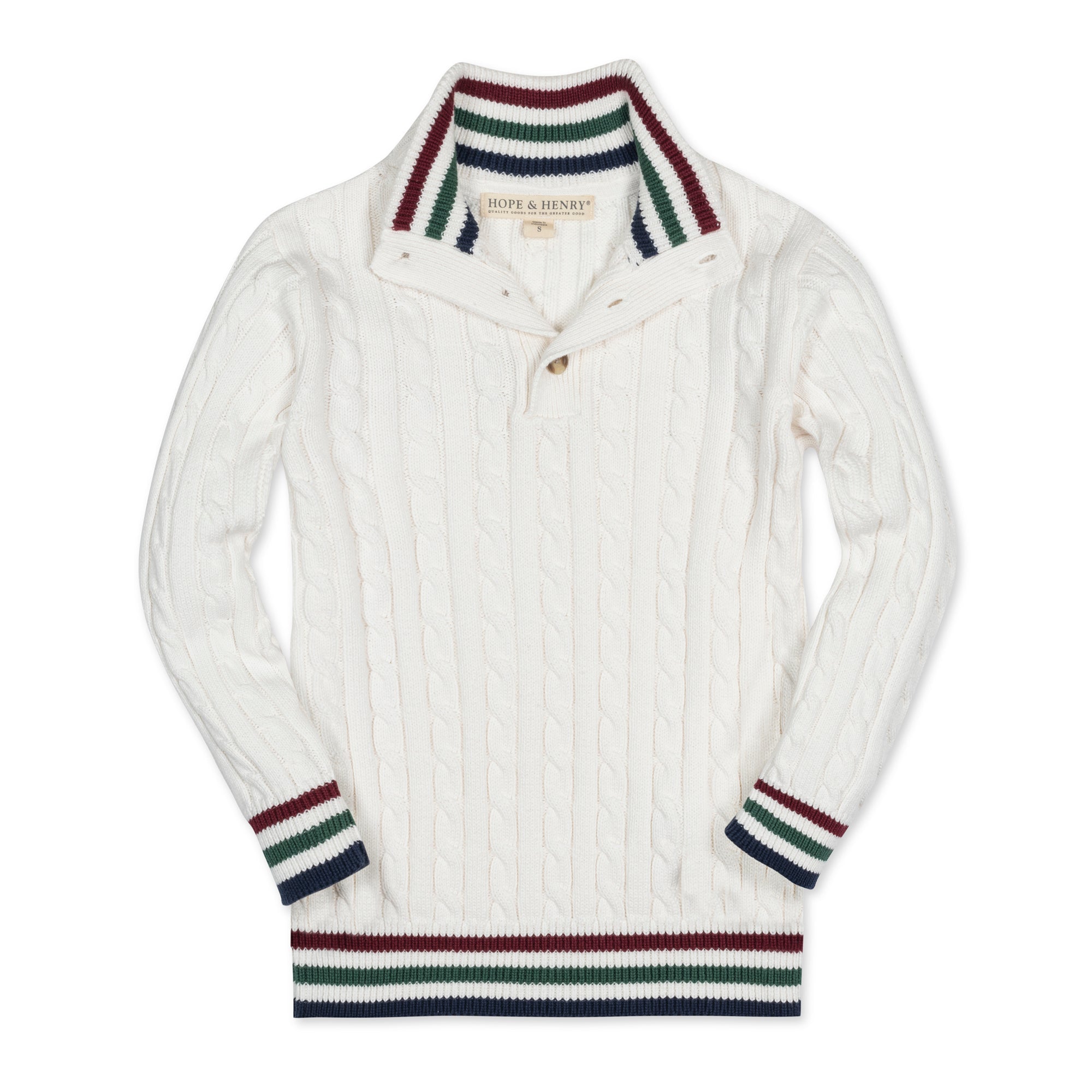 Organic Mock Neck Cable Sweater