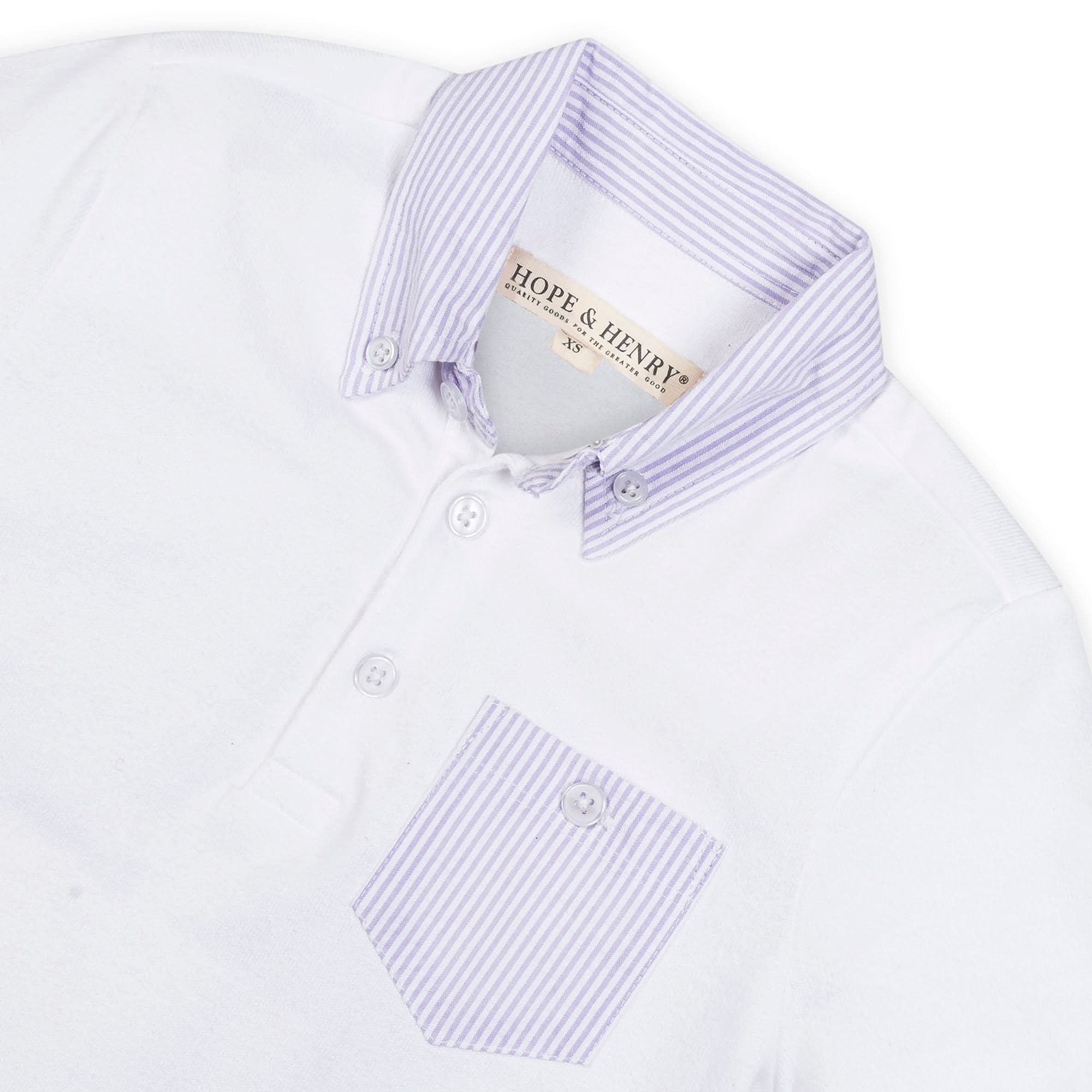 Organic Jersey Polo with Seersucker Trim - Baby