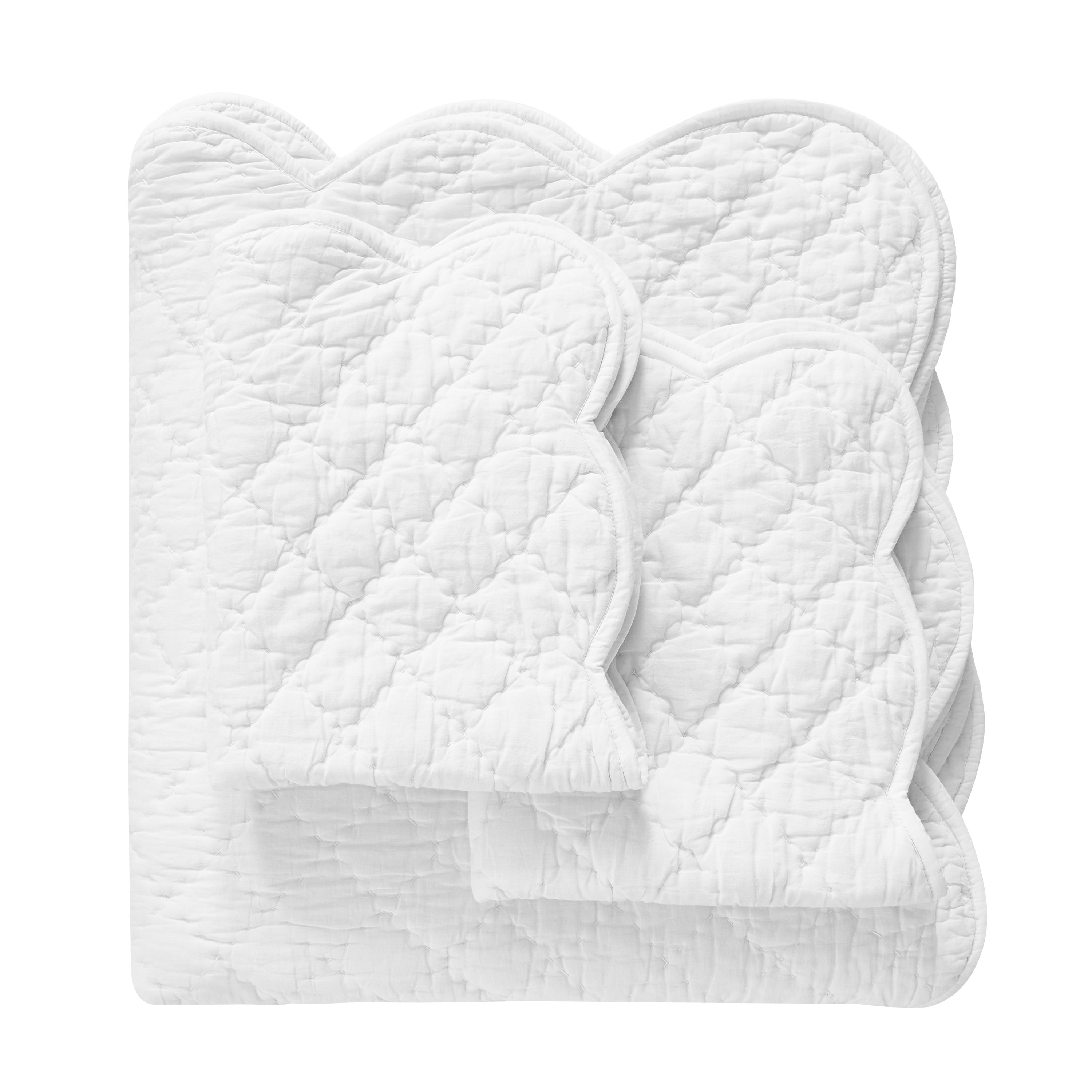 Diamond Scallop Cotton Voile Hand Stitched Quilt Set