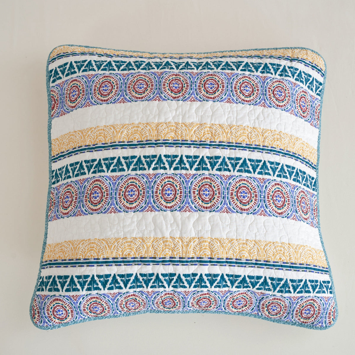 Cotton Patchwork Blue Yellow Old World Hummingbirds Garden Euro Sham (JHW-936)