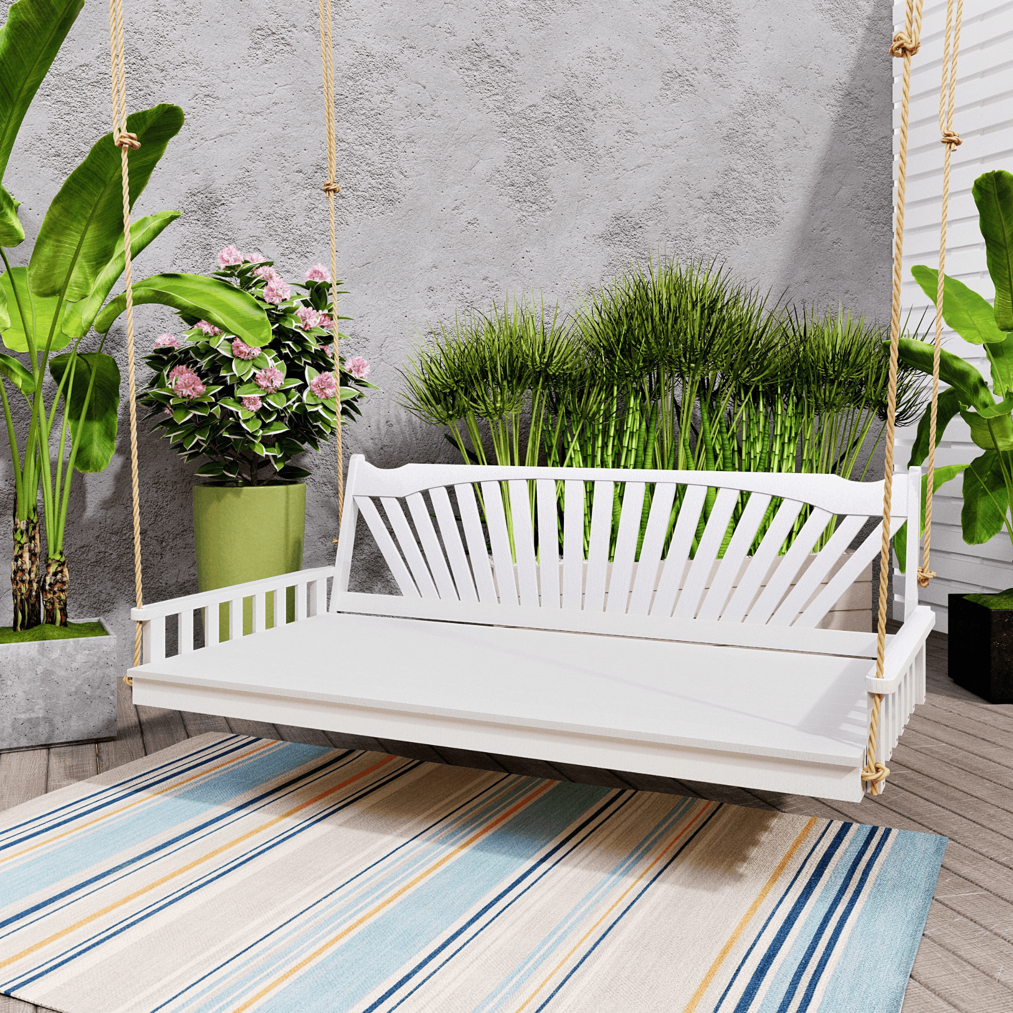 Keystone Amish Co. 5 Foot Sunburst Porch Swing Bed, Olive Grey Paint