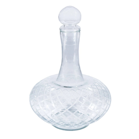 Etched Glass Decanter with Glass Stopper