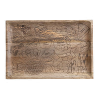 Mango Wood Serving Board w/Etched Charcuterie Spread
