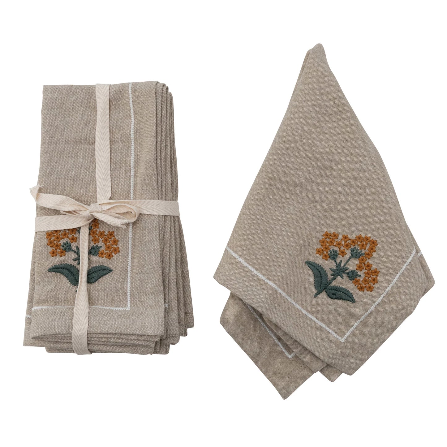 Floral Embroidered Napklns