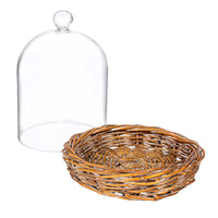 Decorative Glass Cloche w/ Woven Willow Base