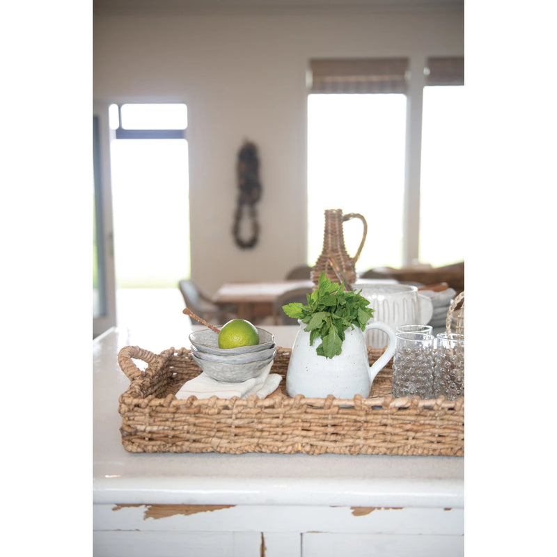 Decorative Hand-Woven Seagrass Tray with Handles