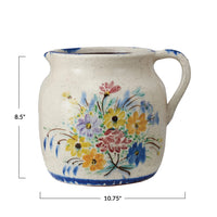 Decorative Terra-cotta Pitcher w/ Flowers