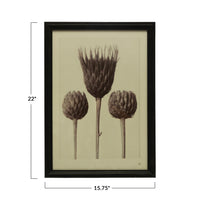 Wood Framed Glass Wall Décor w/ Artichokes