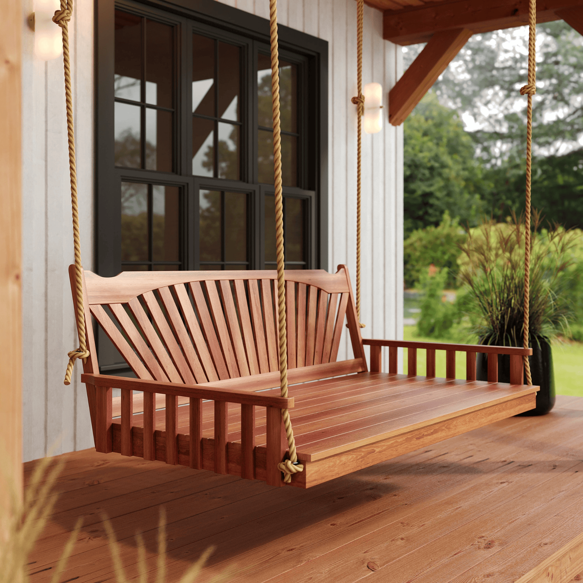 Keystone Amish Co. 5 Foot Sunburst Red Cedar Swing Bed, Natural Stain