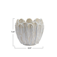 Debossed Stoneware Flower Shaped Planter