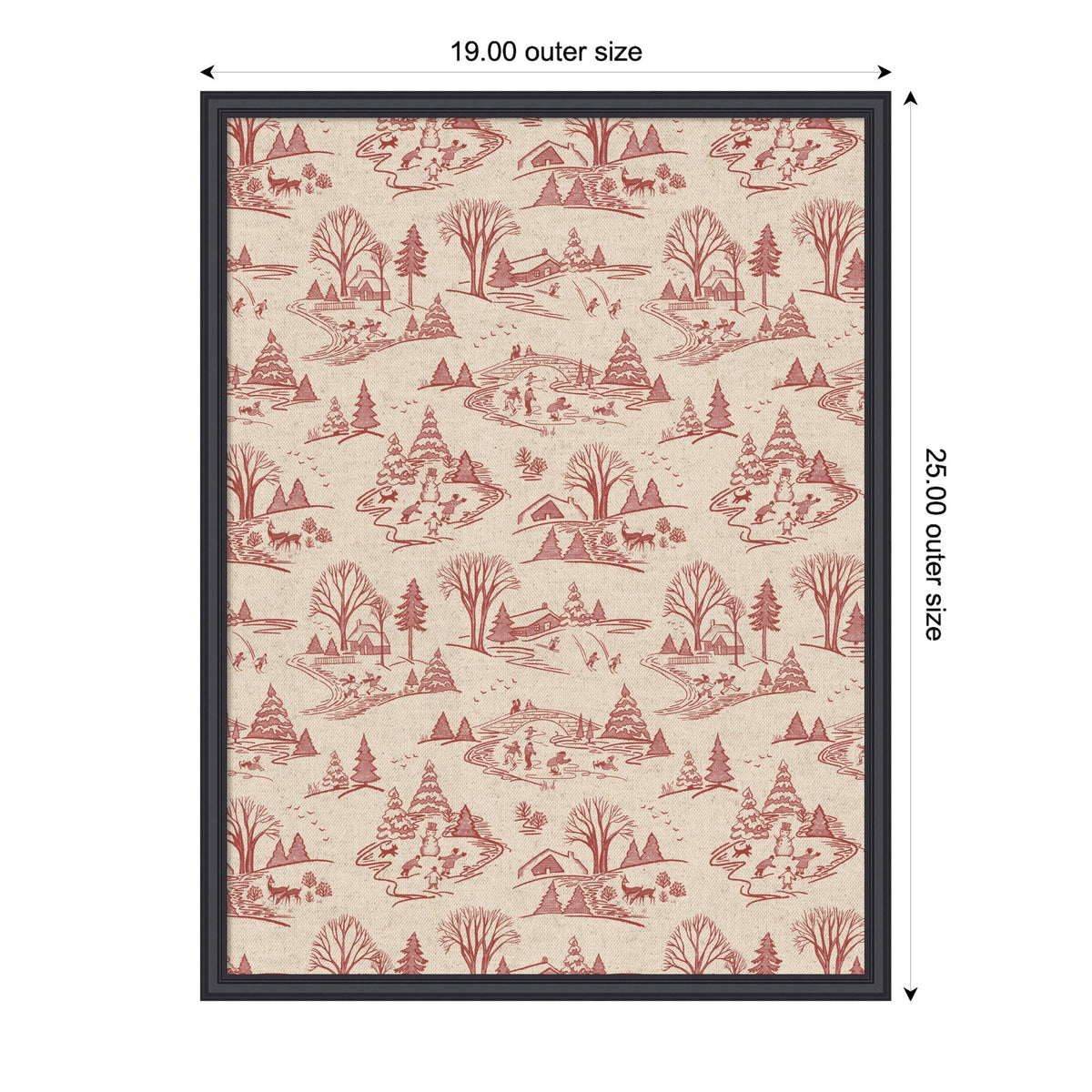 Kate and Laurel Framed Fabric Pinboard Wonderland Red Toile