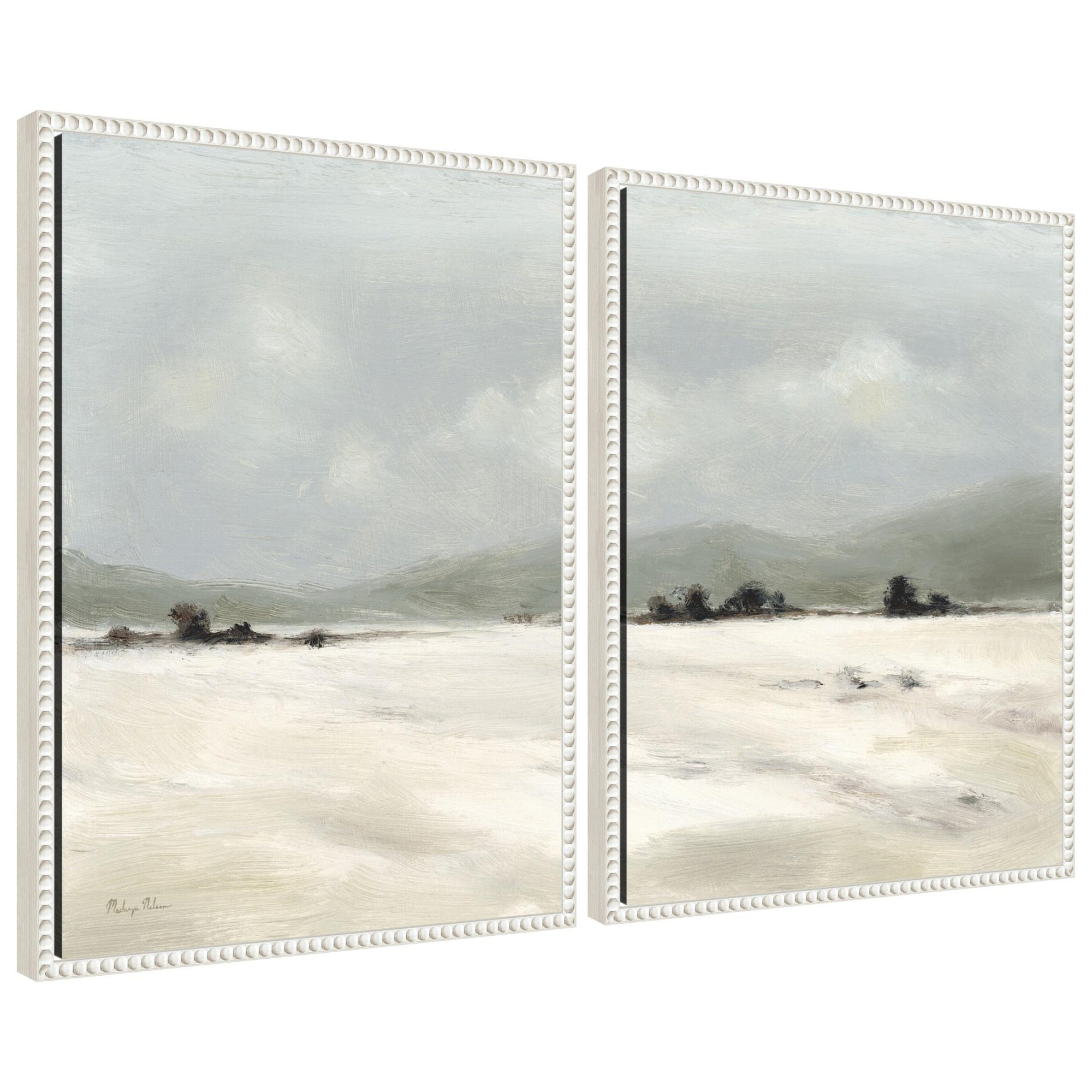 Sylvie Beaded December Mist - 2 Piece Framed Canvas Art Set by Mackenzie Nelson