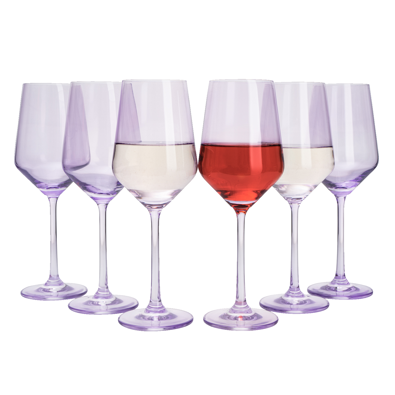 Set Of 6 Colored Wine Glasses 12 Oz Hand Blown Italian Style Crystal Bordeaux Wine Glasses Premium S