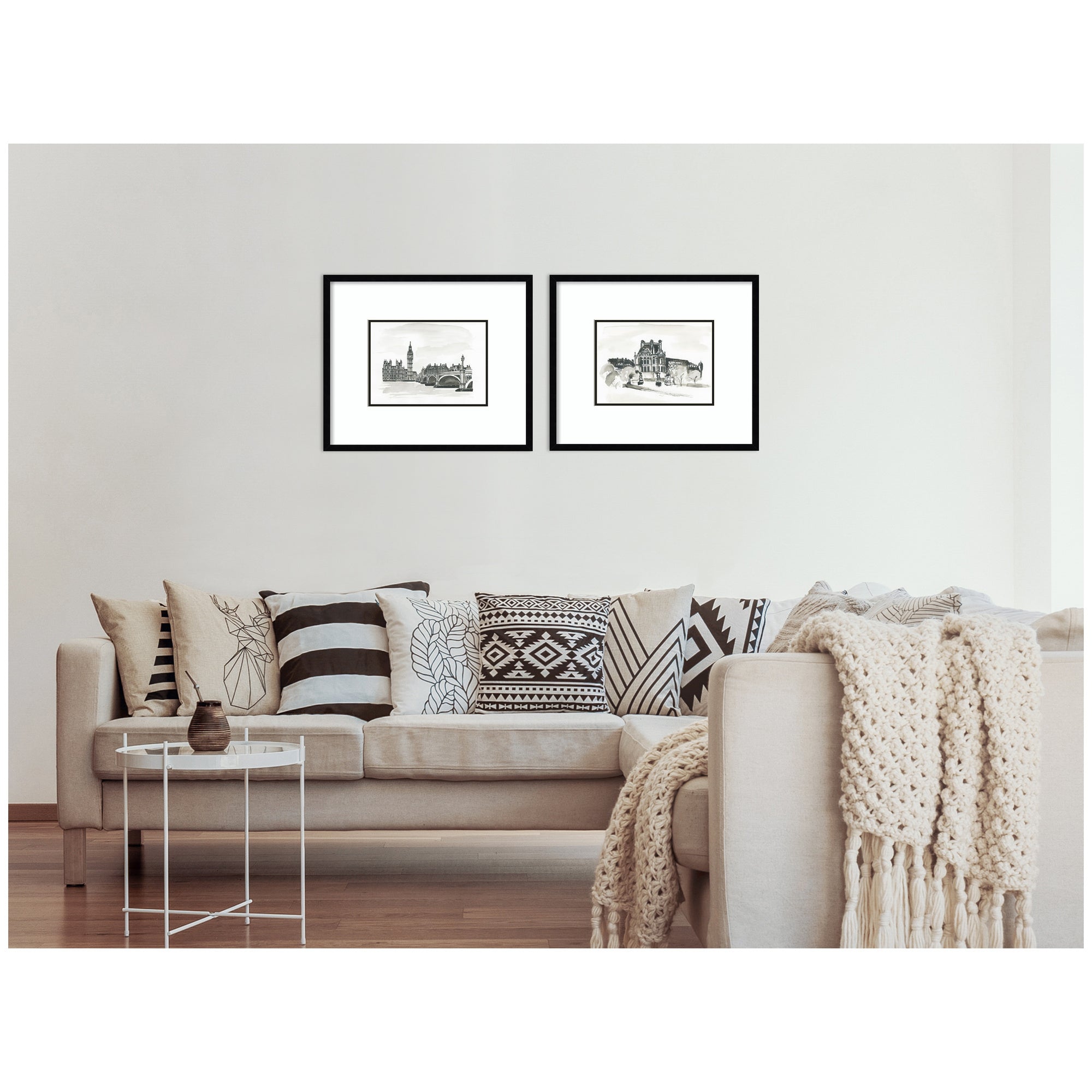 Vintage Postcard London & Paris 2 Piece Framed Wall Art Print Set by Teju Reval