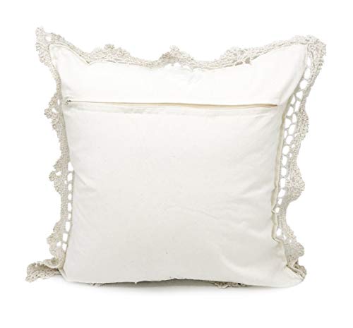 Fennco Styles Handmade Crochet Lace Cotton Decorative Throw Pillow Cover - White Cushion Case for Home, Couch, Living Room, Bedroom and Office Décor