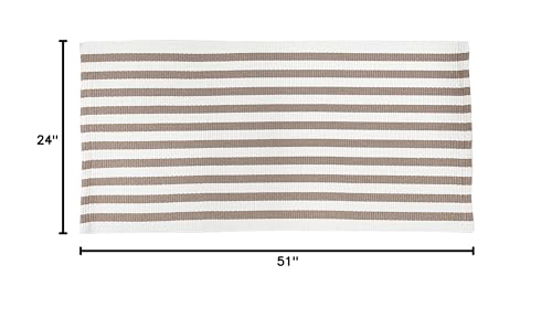 Fennco Styles Woven Classic Striped Area Rug 24" W x 51" L - Navy Blue Cotton Blend Carpet Indoor Outdoor Floor Mat for Living Room, Entryway, Bedroom and Floor Décor