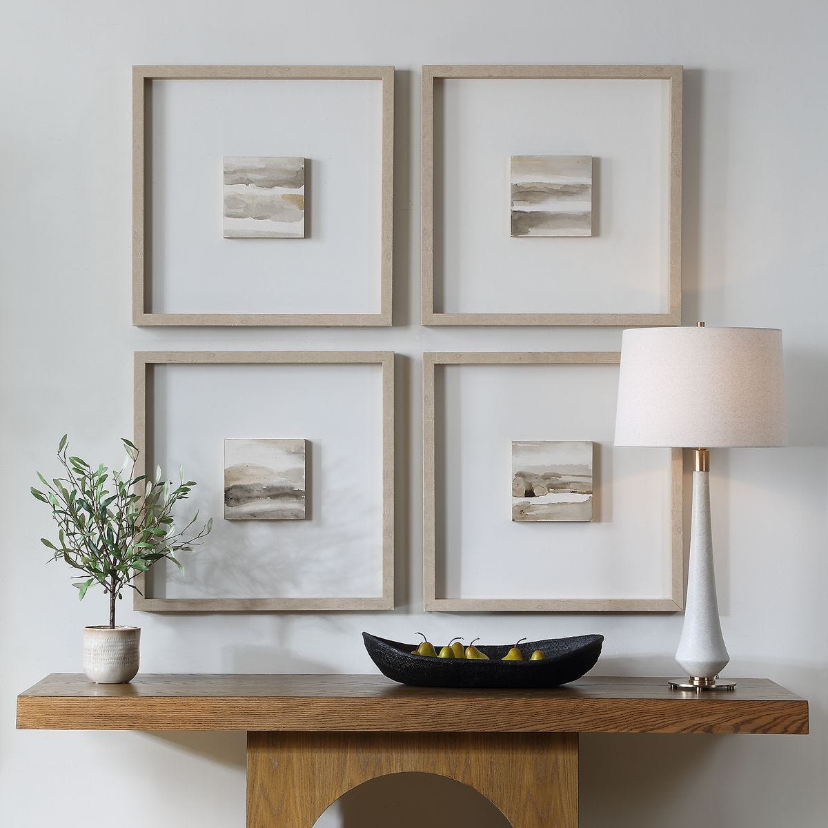 Studying Sepia Hand Painted Canvases - Set of 4