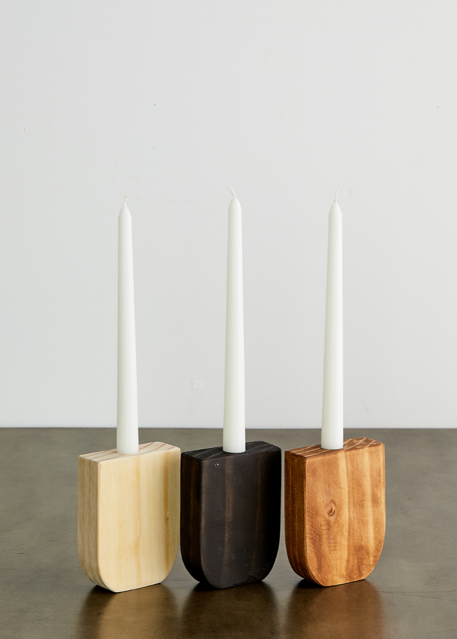 Horseshoe Wooden Pine Taper Candle Holder
