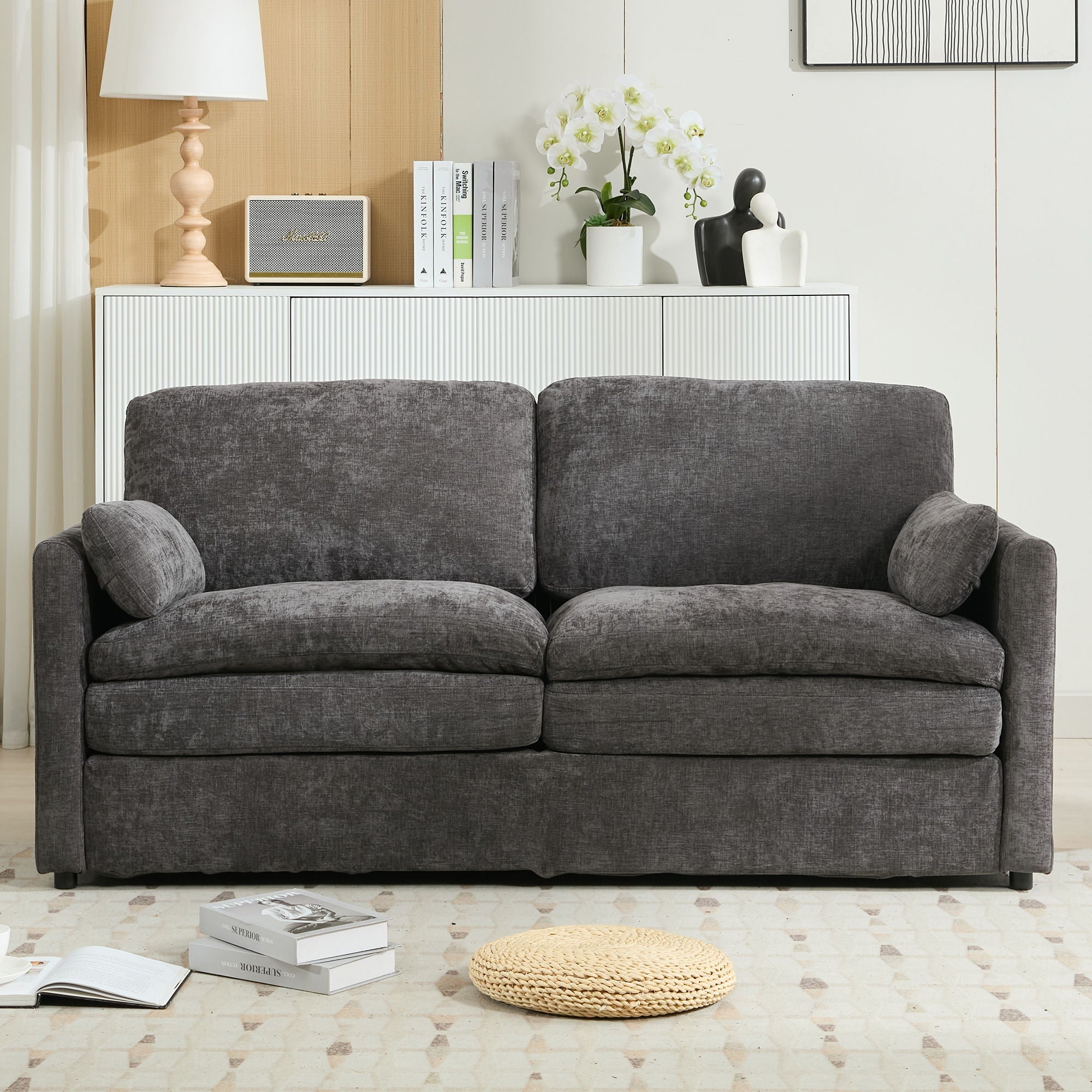 Cozy Upholstered Cushion Loveseat Sofa For Living Room