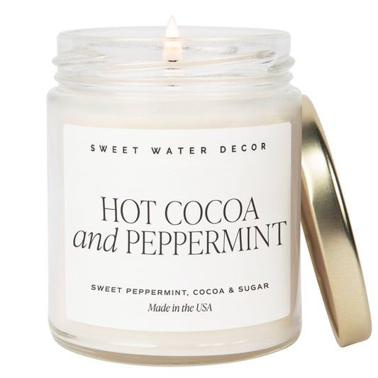 Hot Cocoa and Peppermint 9 oz Soy Candle