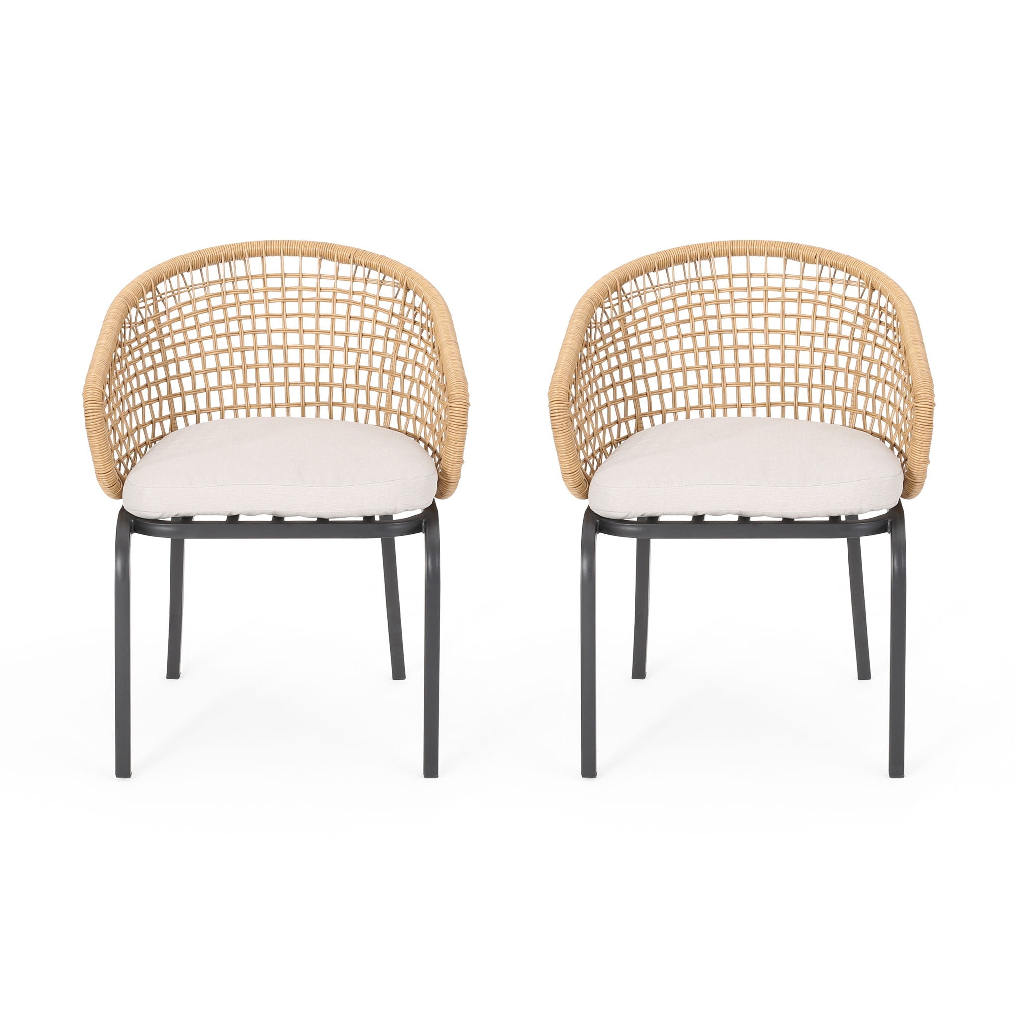 Outdoor Wicker Chair with Powder Coated Iron Legs