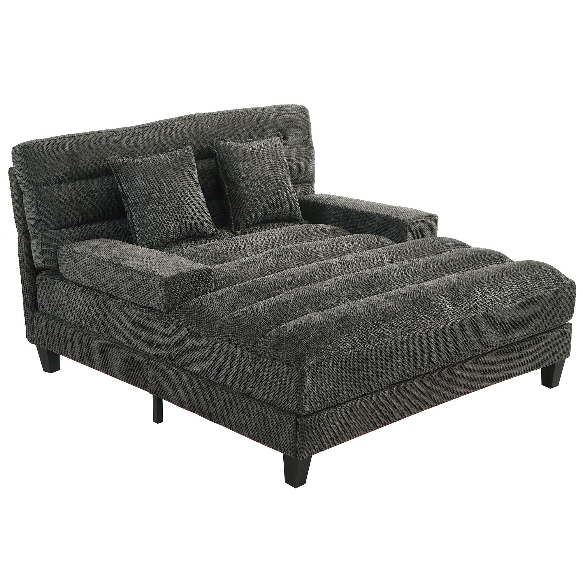Chaise Bed Lounge Sofa Chair with Adjustable Backrest and LED Light Strip