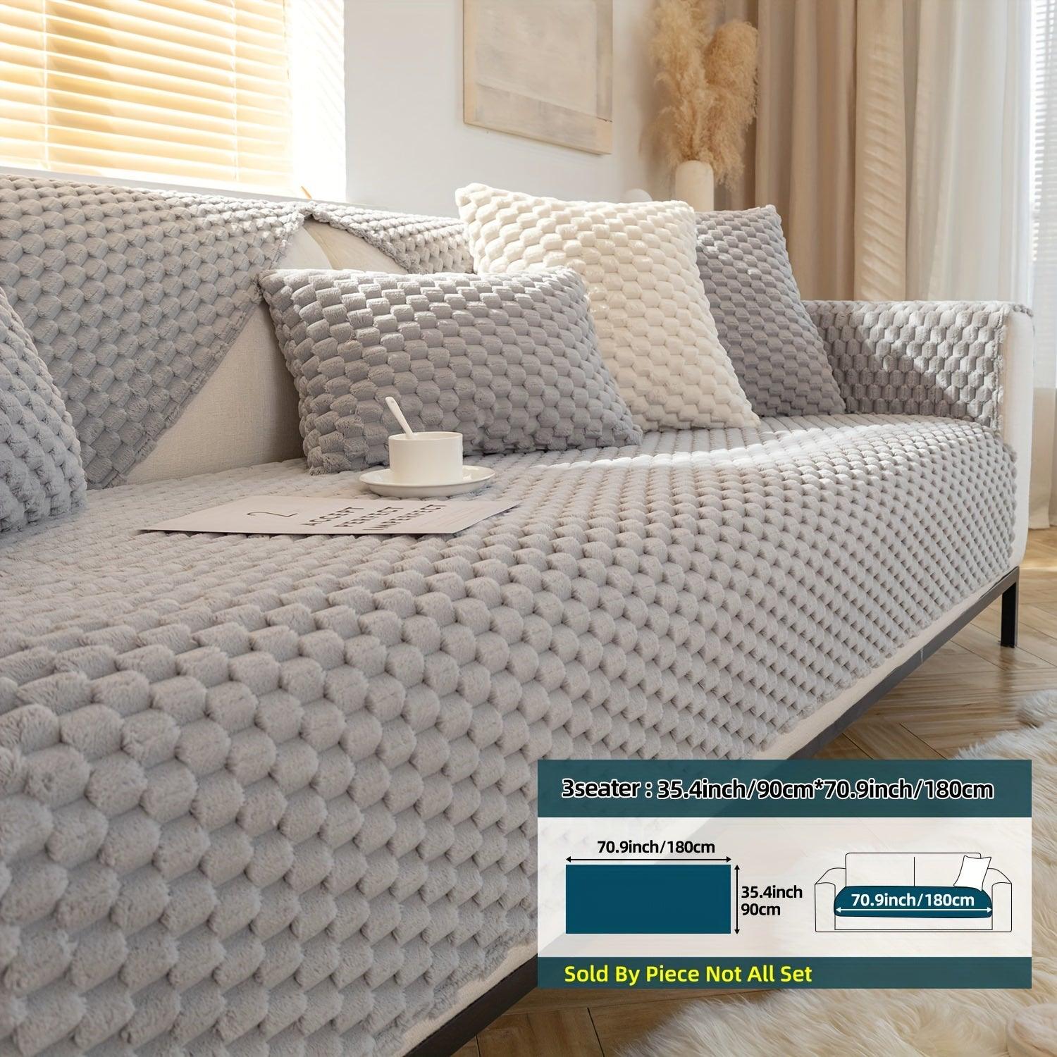 Plush Nordic Sofa Slipcover | non slip couch cover for dogs