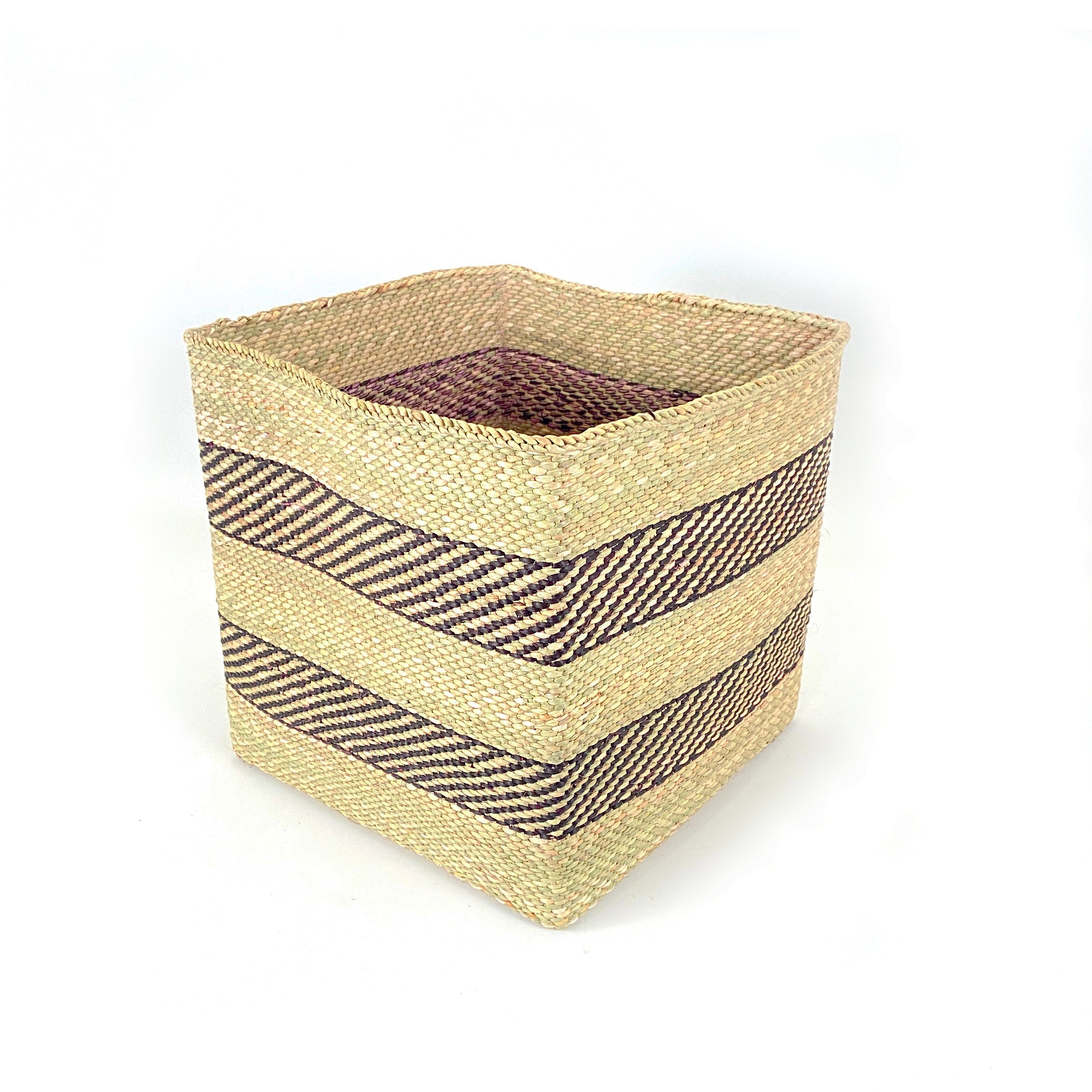 Square Natural  w/ Black Stripe Iringa Basket