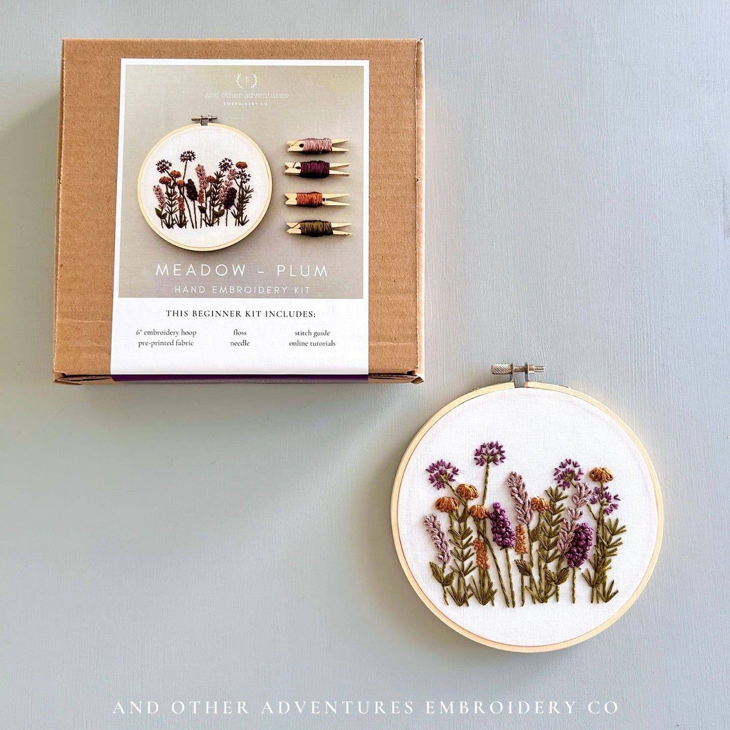 Hand Embroidery Kit - Meadow in Plum