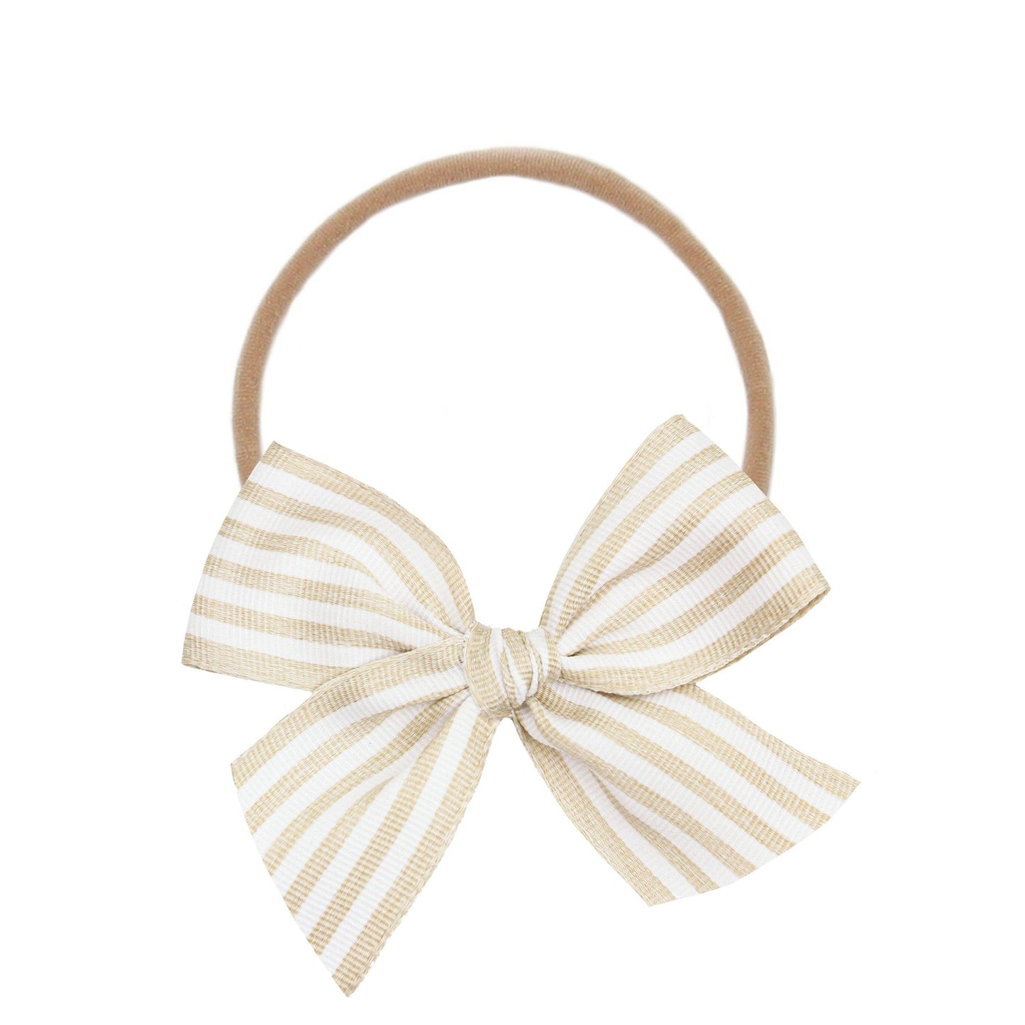 Lace Bow - Tan Stripe Ribbon Headband