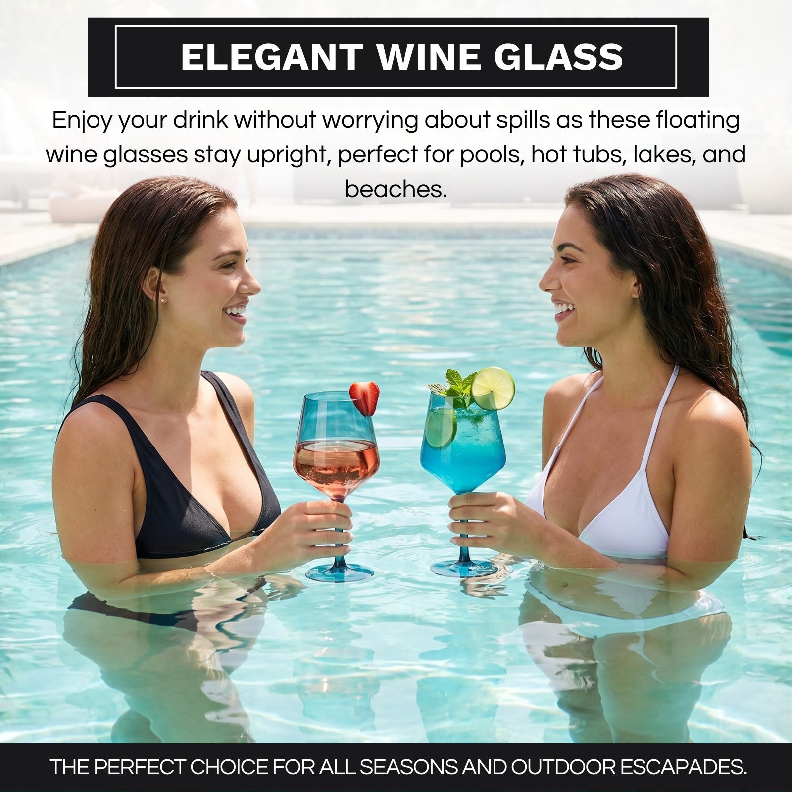 Floating Wine Glasses For Pool Set Of 2 15 Oz Shatterproof Poolside Wine Glasses Tritan Plastic Reus