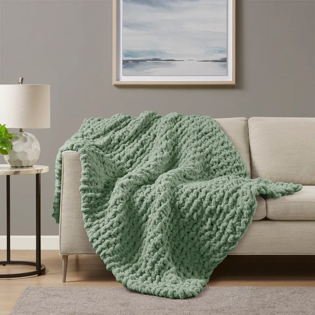 Handmade Chenille Chunky Knit Throw