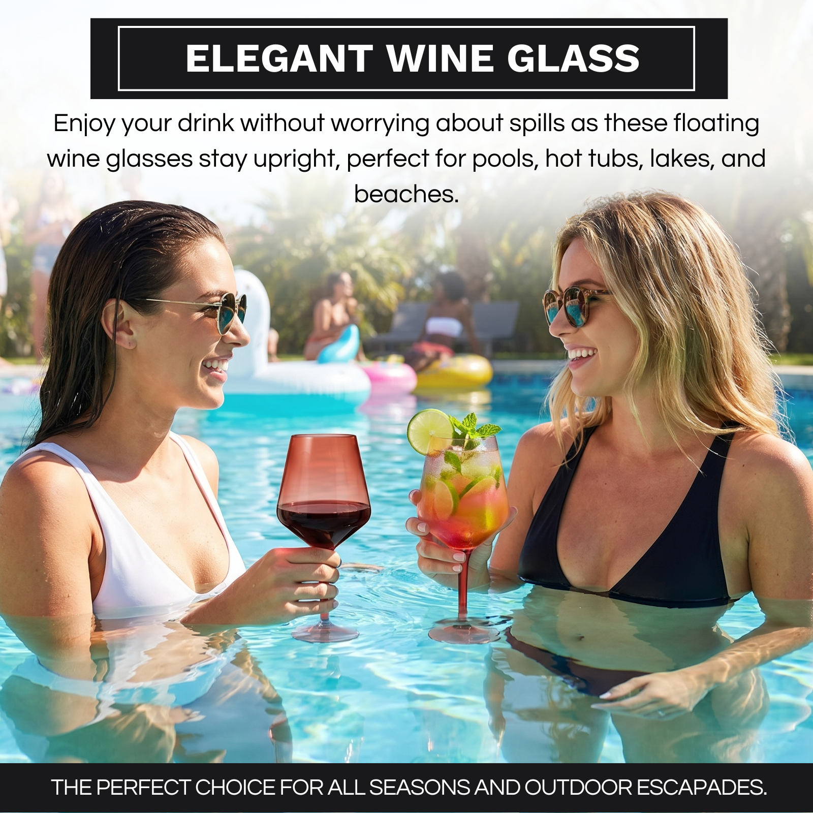Floating Wine Glasses For Pool Set Of 2 15 Oz Shatterproof Poolside Wine Glasses Tritan Plastic Reus